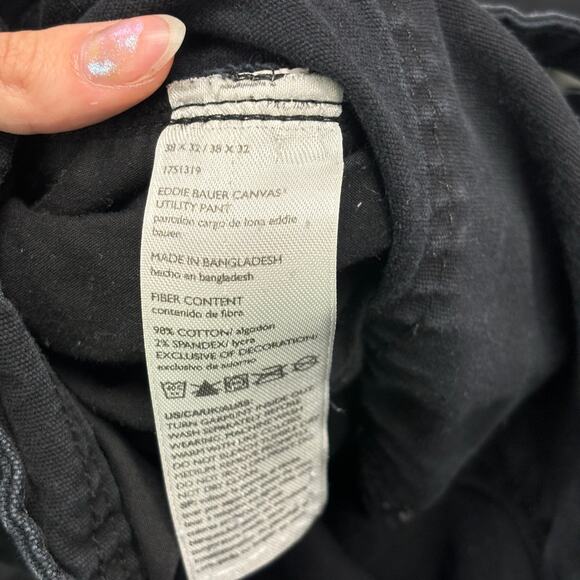 Eddie Bauer Stretch Canvas Black Mens 38x30 Classic Fit Utility Work Pants - Picture 6 of 15
